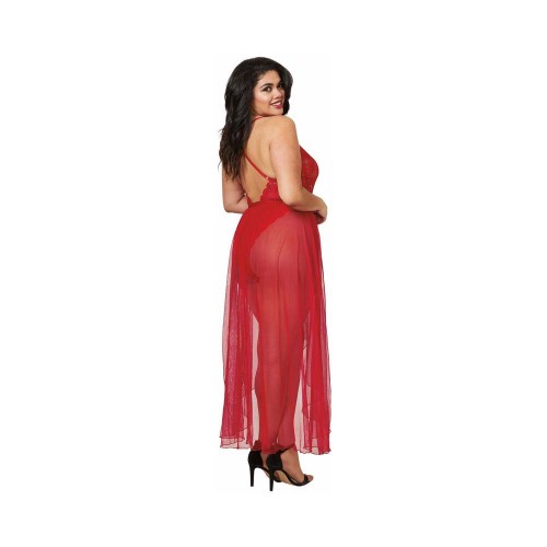 Dreamgirl Teddy with Sheer Maxi Skirt 2X