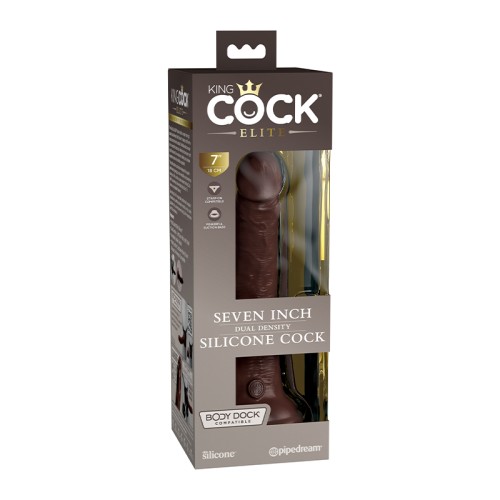 Dildo de Silicona de Densidad Dual King Cock Elite 7" Marrón