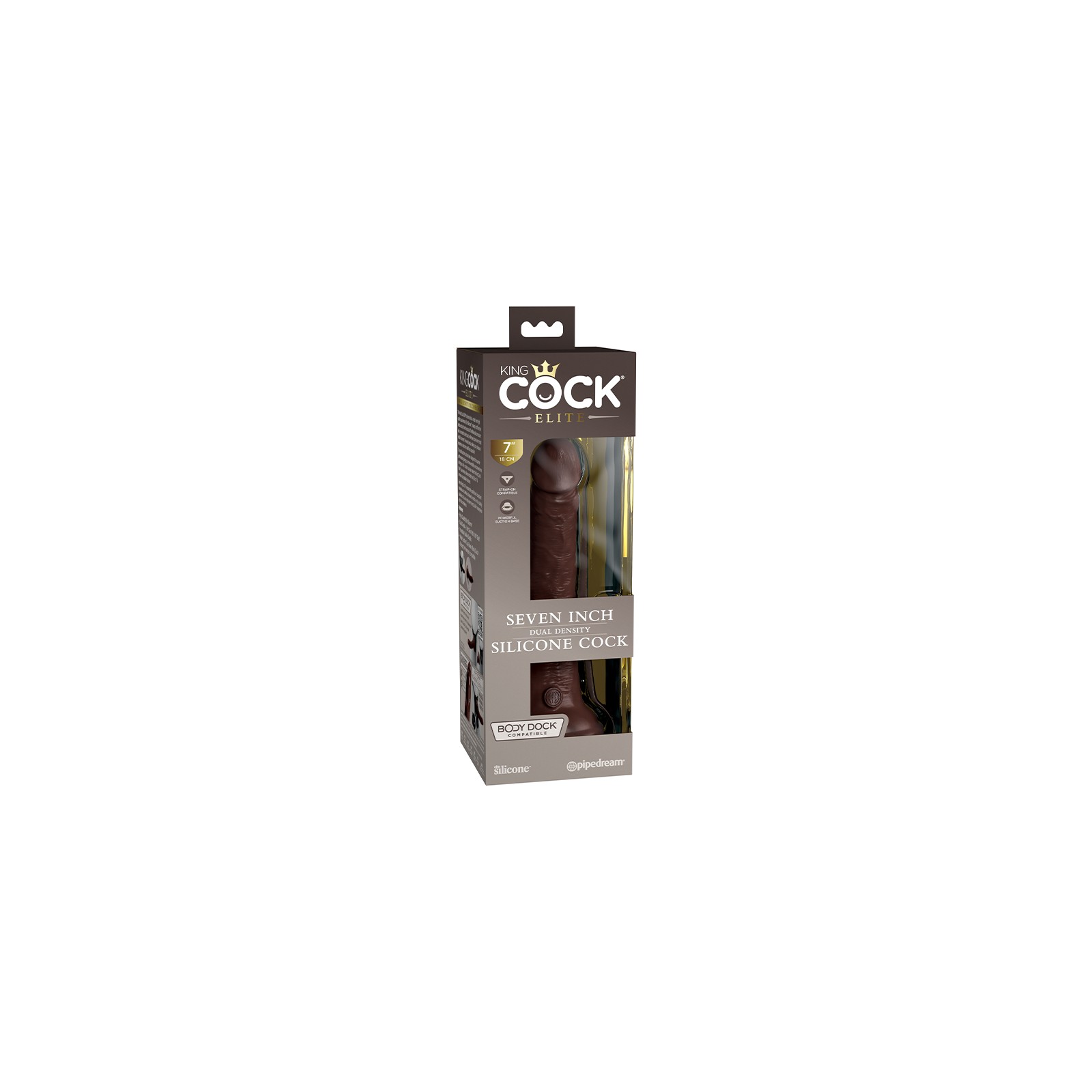 Dildo de Silicona de Densidad Dual King Cock Elite 7" Marrón