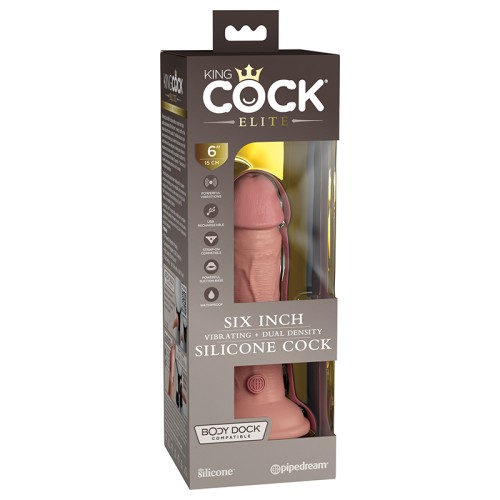 Pipedream King Cock Elite 6 in. Vibrating Dildo with Suction Cup Beige - Realistic Experience