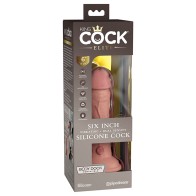 Pipedream King Cock Elite 6 in. Dildo Realista Vibrante con Ventosa Beige - Experiencia Realista