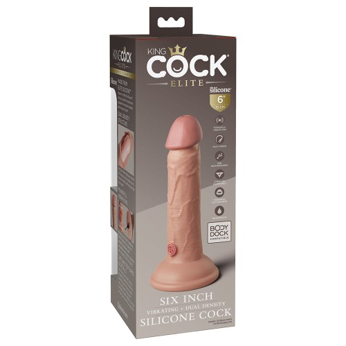 Pipedream King Cock Elite 6 in. Vibrating Dildo with Suction Cup Beige - Realistic Experience