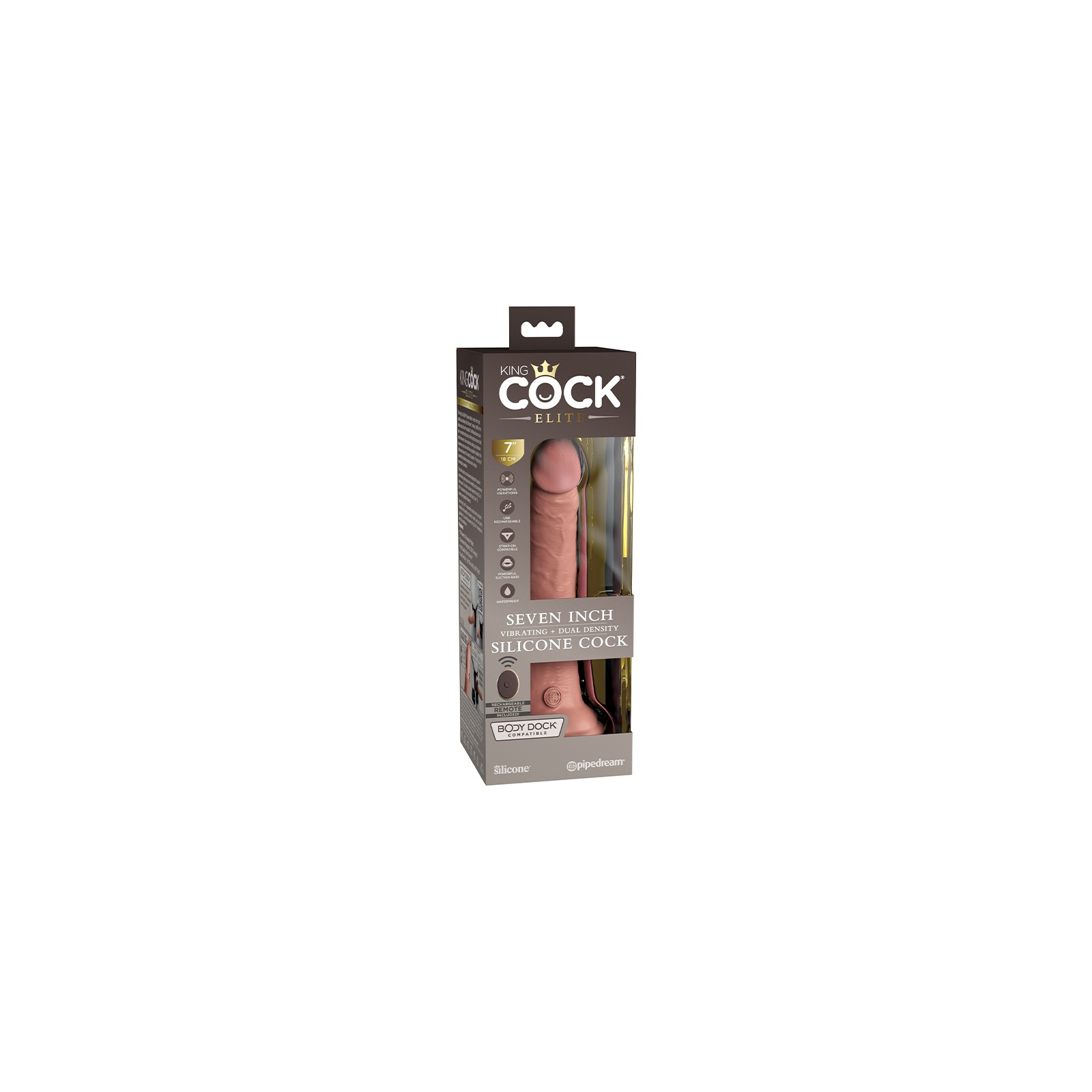 Dildo Vibrador Realista King Cock Elite 7 in. Beige