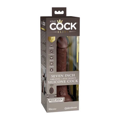 Dildo Vibrante Realista Pipedream King Cock Elite de 7 in. Marrón