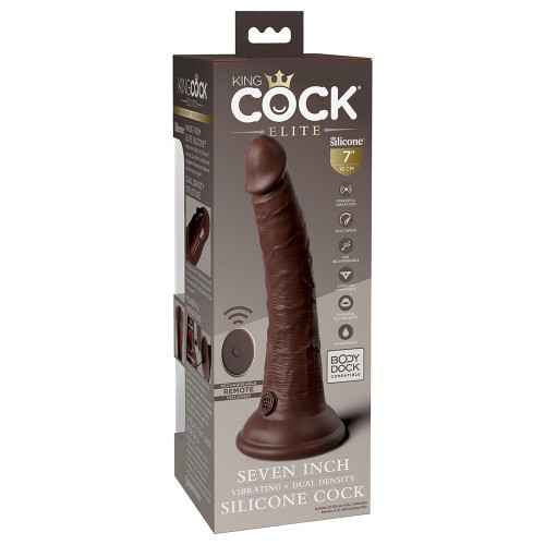 Dildo Vibrante Realista Pipedream King Cock Elite de 7 in. Marrón