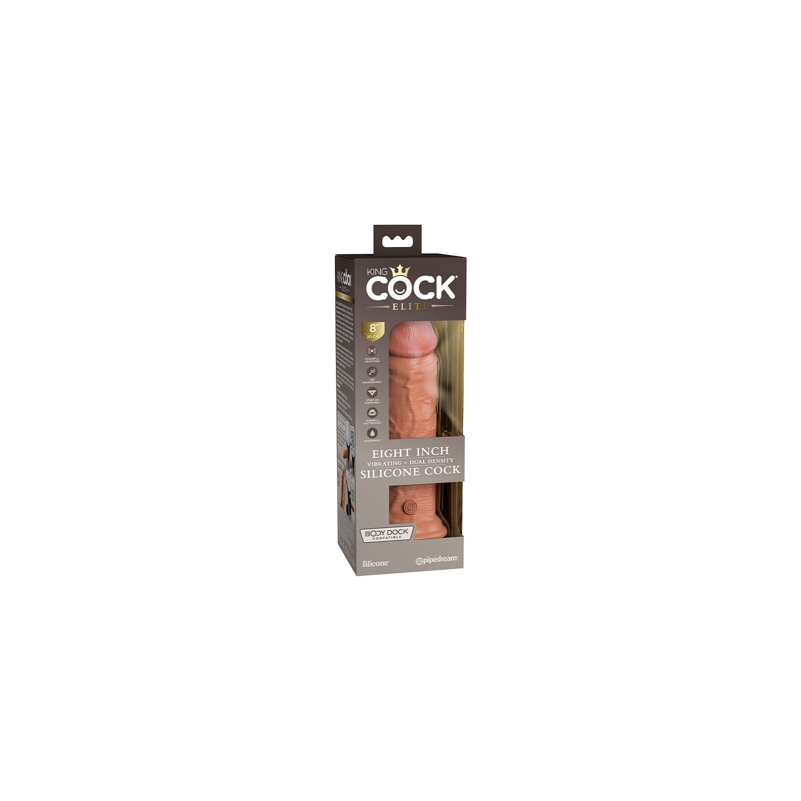 Dildo Realista Vibrante King Cock Elite 8" con Copa de Succión