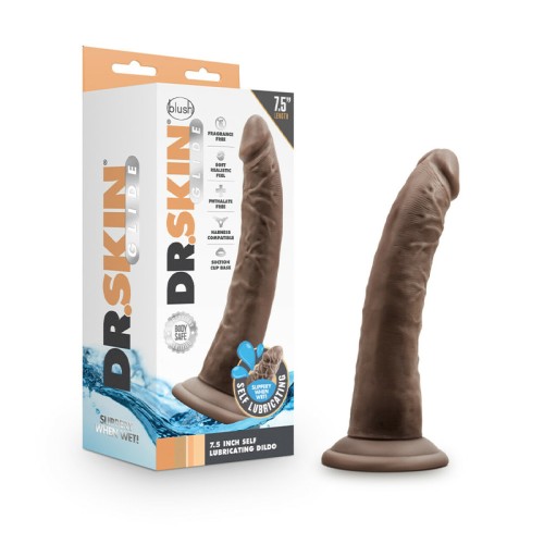 Dr. Skin Glide Self-Lubricating Dildo 7.5 Inch Brown