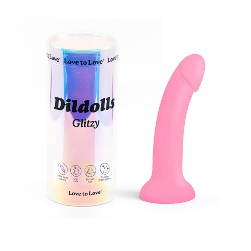 Dildo de Silicona Glitzy 7 in. Love to Love con Purpurina