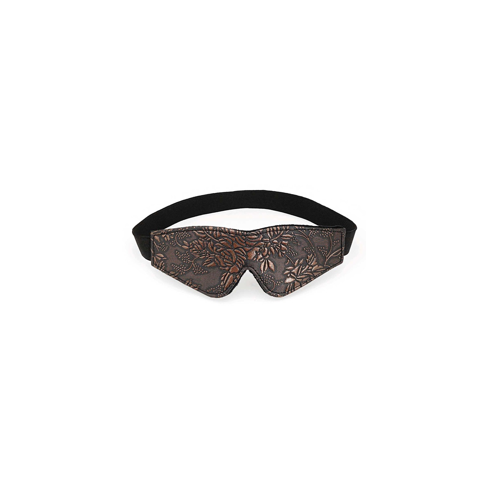 Floral Print Brown PU Blindfold with Faux Fur