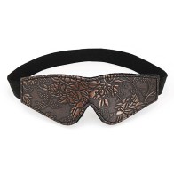 Floral Print Brown PU Blindfold with Faux Fur