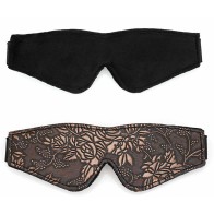 Floral Print Brown PU Blindfold with Faux Fur