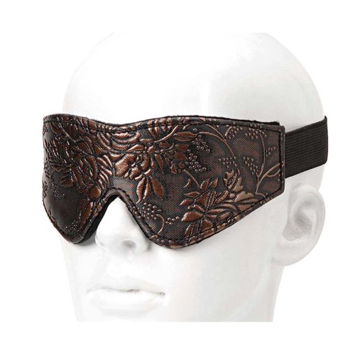 Floral Print Brown PU Blindfold with Faux Fur