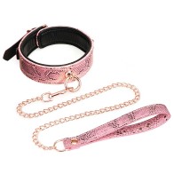 Collar y Correa de Estampado de Serpiente Rosa