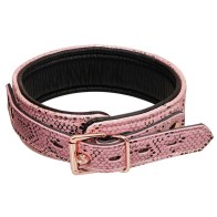 Collar y Correa de Estampado de Serpiente Rosa