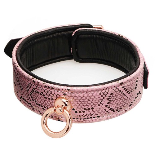 Collar y Correa de Estampado de Serpiente Rosa