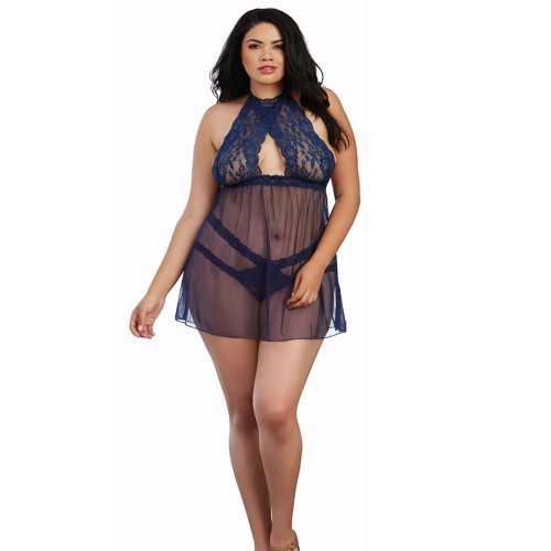 Babydoll de Encaje y Malla Stretch Dreamgirl Midnight Queen