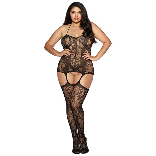 Dreamgirl Lace Halter Dress with Stockings