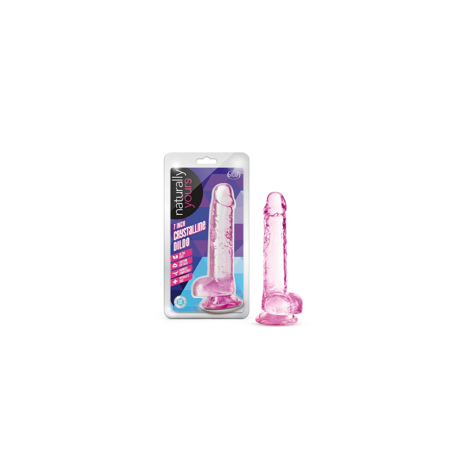 Naturally Yours Crystalline 7 in. Dildo Rose