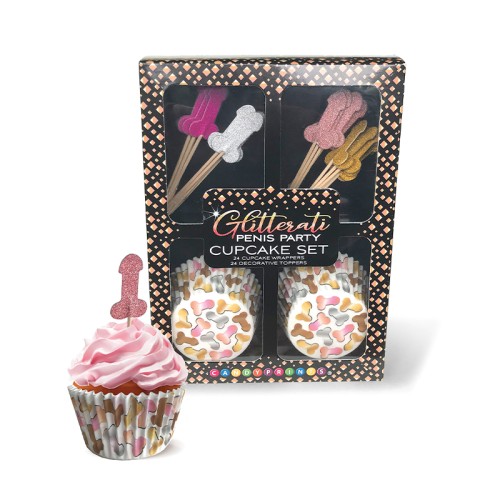 Set de Cupcakes Glitterati con Diseño de Pene - Celebraciones Divertidas