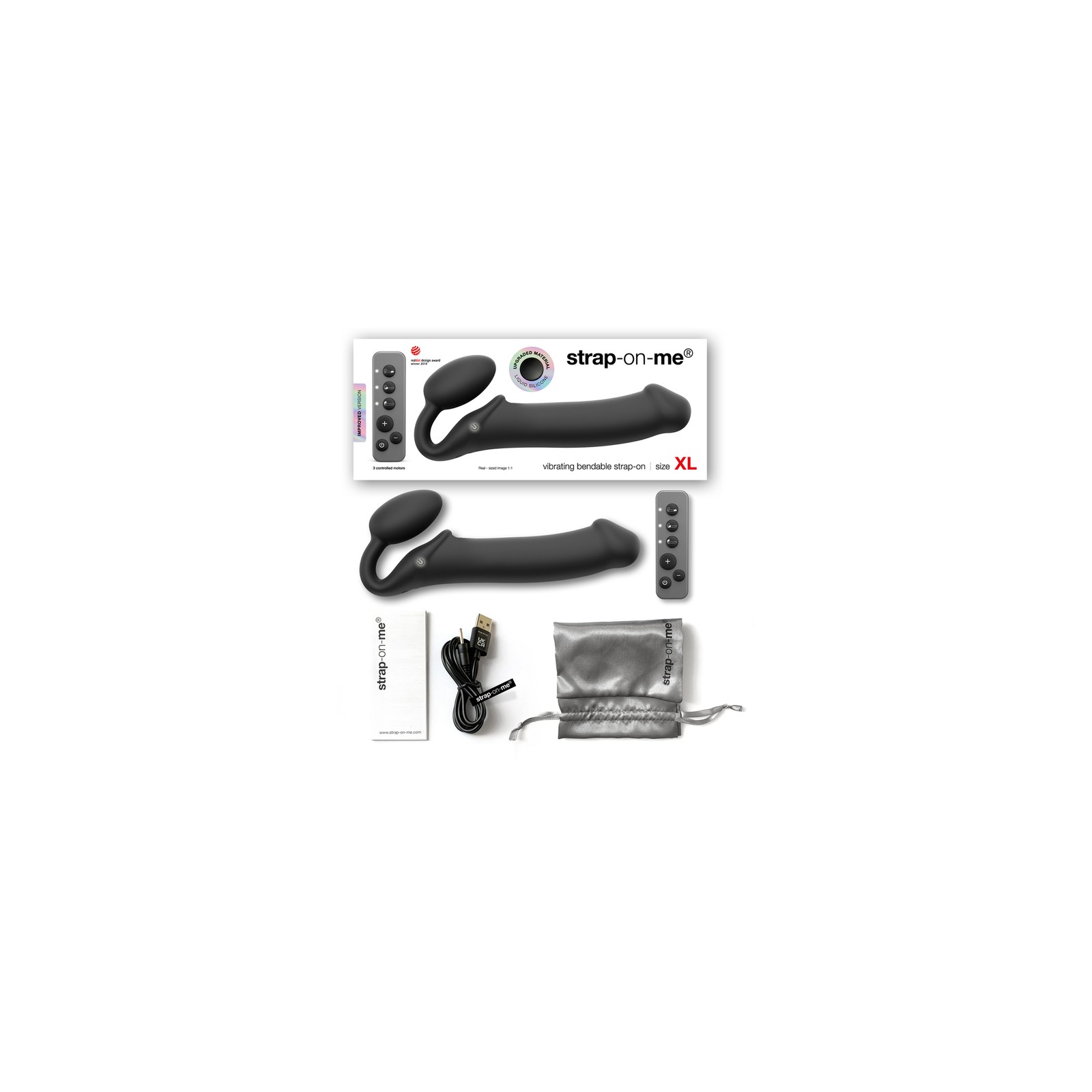 Arnés Vibrador Recargable Control Remoto Negro XL