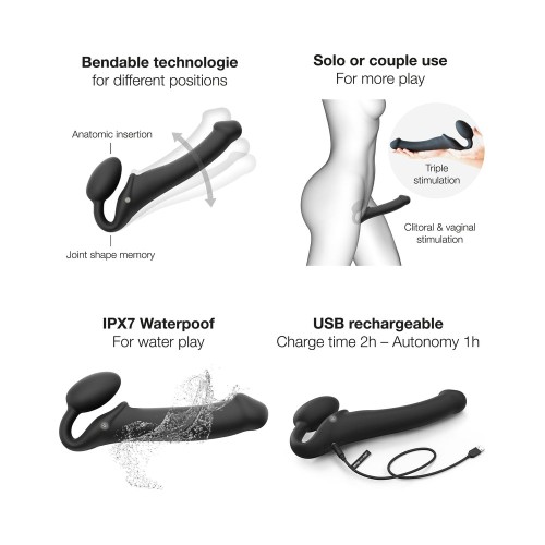 Rechargeable Remote-Controlled Vibrating Strap-On Black XL