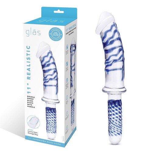 Glas 11 in. Double Ended Glass Dildo with Handle