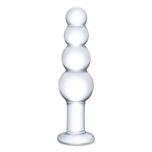 Plug Anal de Cristal con Perlas de 7.25" para Aventura Anal