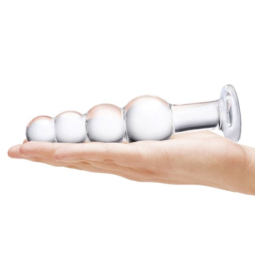 Plug Anal de Cristal con Perlas de 7.25" para Aventura Anal