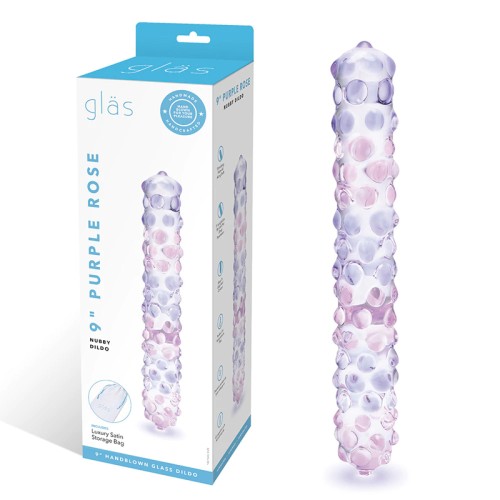 Dildo de Vidrio Nubby Rose Morado 9 in.