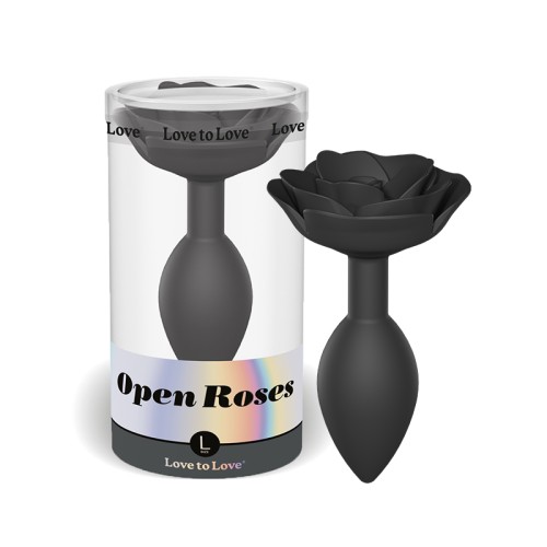 Love to Love Open Roses Silicone Anal Plug Black Onyx for Elegant Anal Play