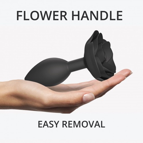 Love to Love Open Roses Silicone Anal Plug Black Onyx for Elegant Anal Play