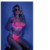 Glow Sweet Escape Cage Bra & Crotchless Panty