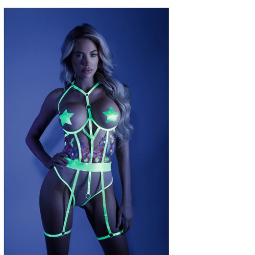 Body Crotchless Abierto Neon Chartreuse para Seducción