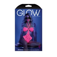 Neon Pink Lace Bodysuit for Alluring Seduction