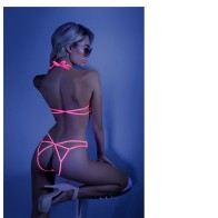 Neon Pink Lace Bodysuit for Alluring Seduction