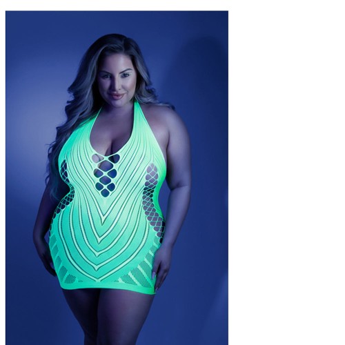 Neon Green Glow Shock Value Halter Dress Queen Size