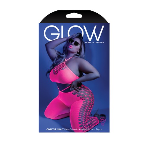 Fantasy Lingerie Neon Pink Halter Bodystocking - Daring Elegance