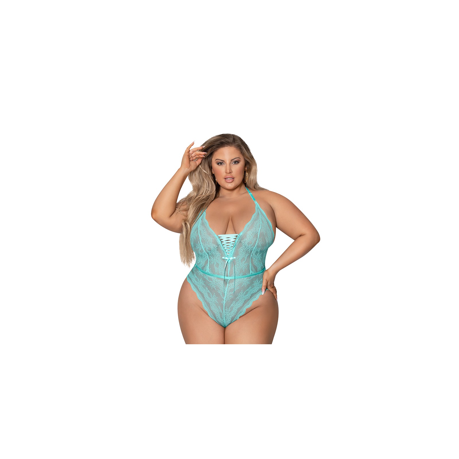 Teddy Magic Silk Seabreeze con Crotch de Presión - Turquesa Talla Reina