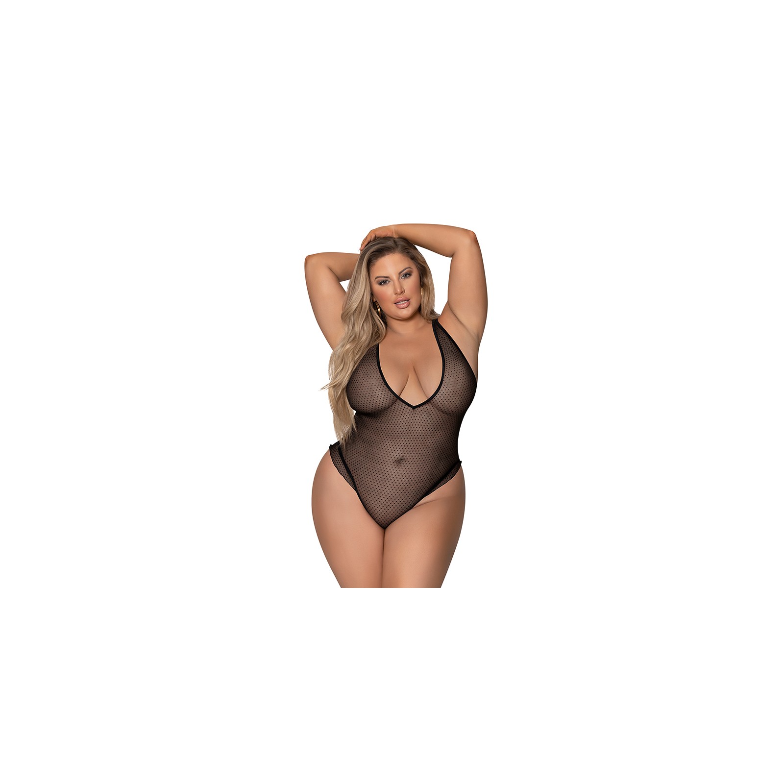 Girl Next Door Plunge Teddy Black - Plus Size Elegance