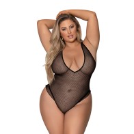 Girl Next Door Plunge Teddy Black - Plus Size Elegance