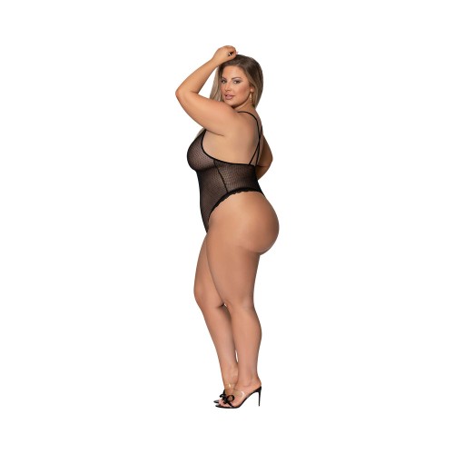 Girl Next Door Plunge Teddy Black - Plus Size Elegance