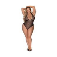 Girl Next Door Plunge Teddy Black - Plus Size Elegance