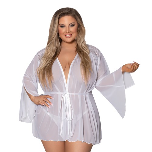 Magic Silk Modern Romance White Short Robe for Women