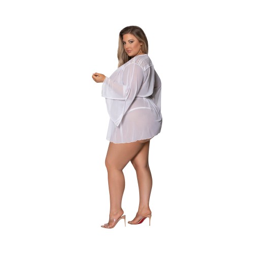 Magic Silk Modern Romance White Short Robe for Women