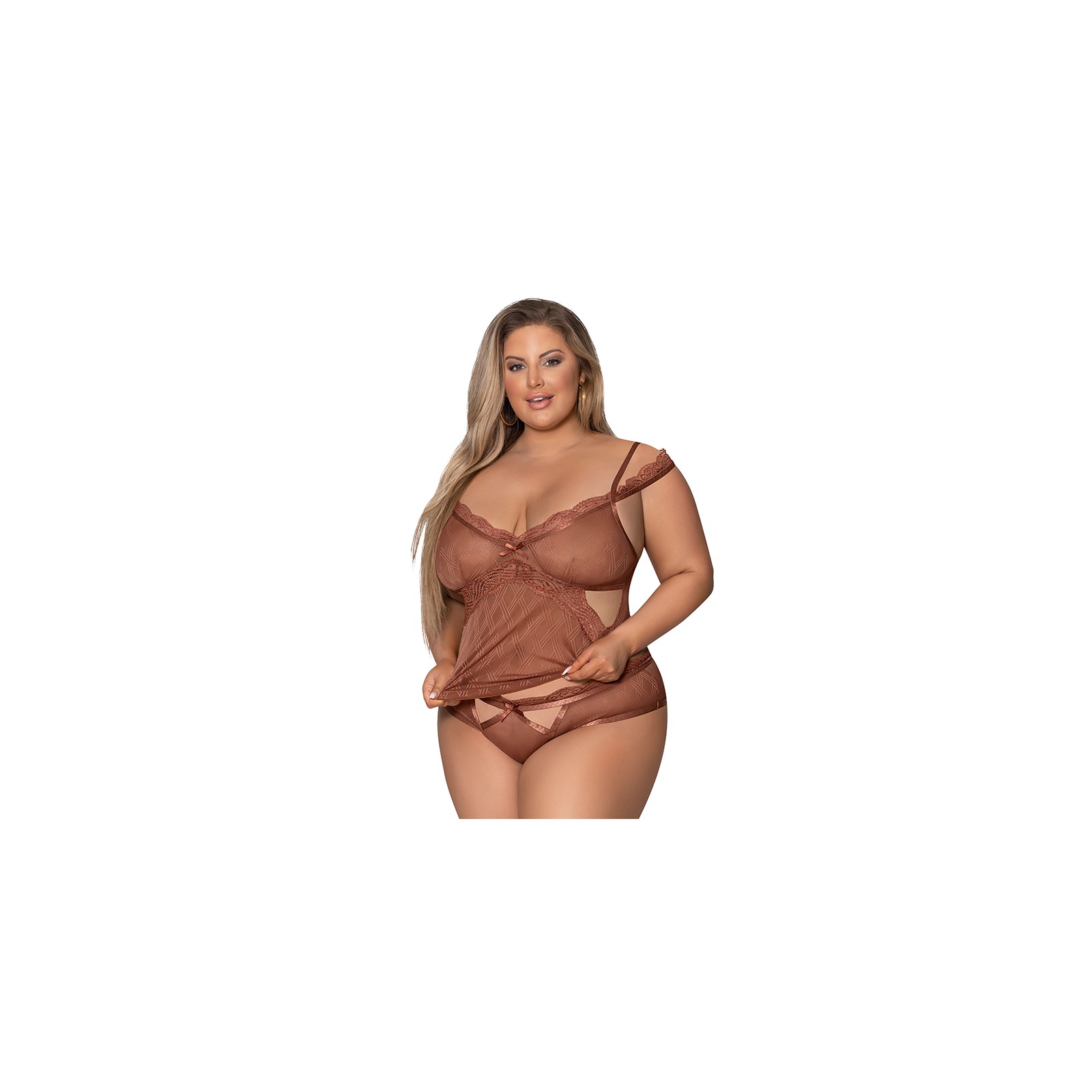 Magic Silk Caramel Kiss Cami & Boyshort Caramel Queen Size