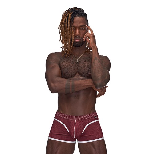 Male Power Sport Mesh Mini Short Burgundy S