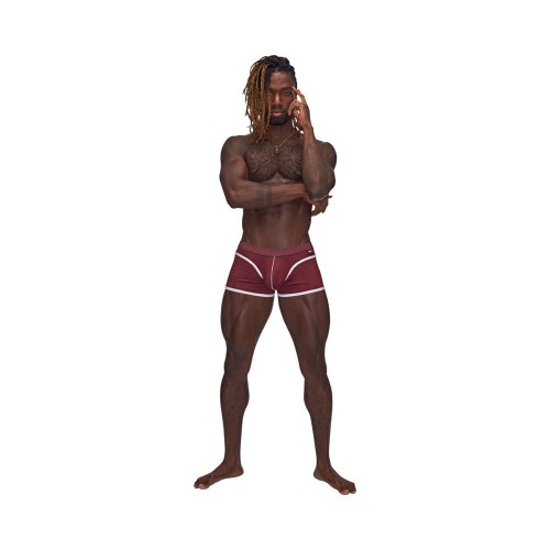 Male Power Sport Mesh Mini Short Burgundy S