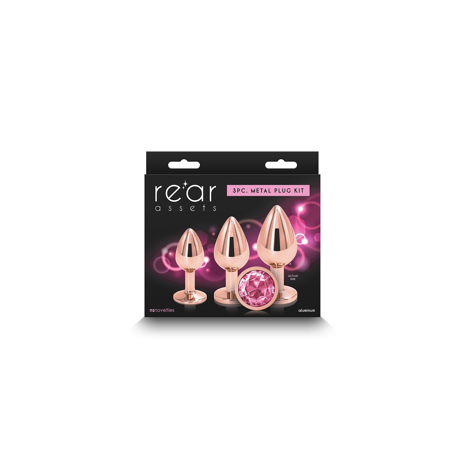 Rear Assets 3-Piece Metal Plug Kit Rose Gold/Pink