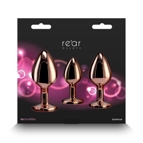 Rear Assets 3-Piece Metal Plug Kit Rose Gold/Pink