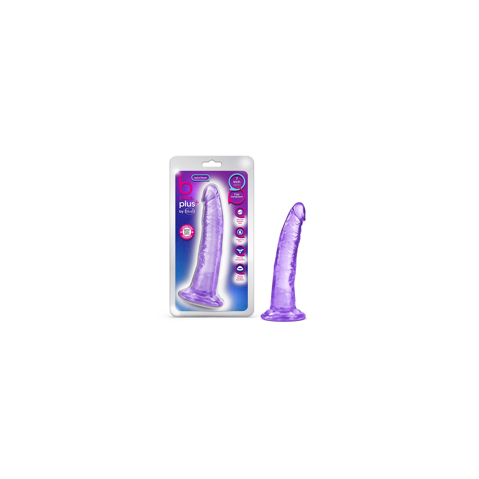 B Yours Plus Lust n' Thrust 7 in. Dildo Purple